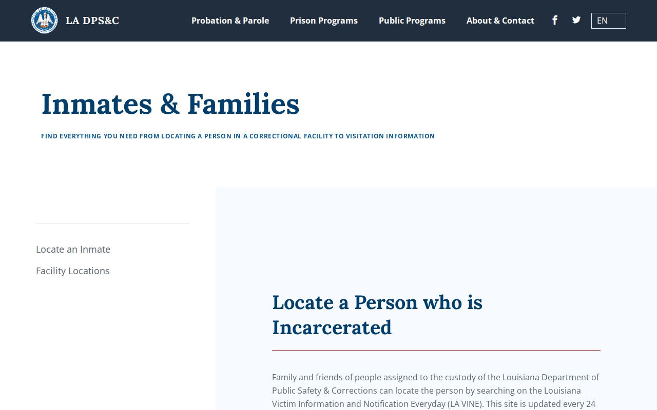 Louisiana DPS and Corrections Allen Parish state custody information